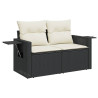 Set de muebles de jardín 5 pzas y cojines ratán sintético negro 4