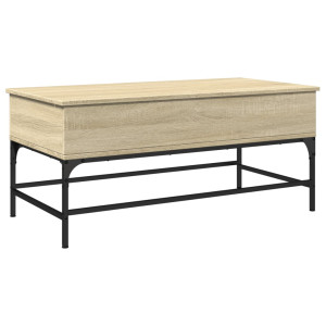 Mesa de centro madera y metal roble Sonoma 100x50x45 cm H