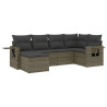Set de muebles de jardín 6 pzas y cojines ratán sintético gris 2
