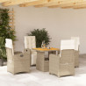 Set comedor de jardín 5 pzas con cojines ratán sintético beige 1