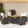 5 pcs conjunto de jantar p/ jardim c/ almofadões vime PE preto 1