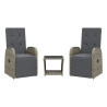 Set comedor de jardín 3 piezas con cojines ratán sintético gris 2
