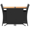 3 pcs conjunto de bistrô com almofadões vime PE preto 4