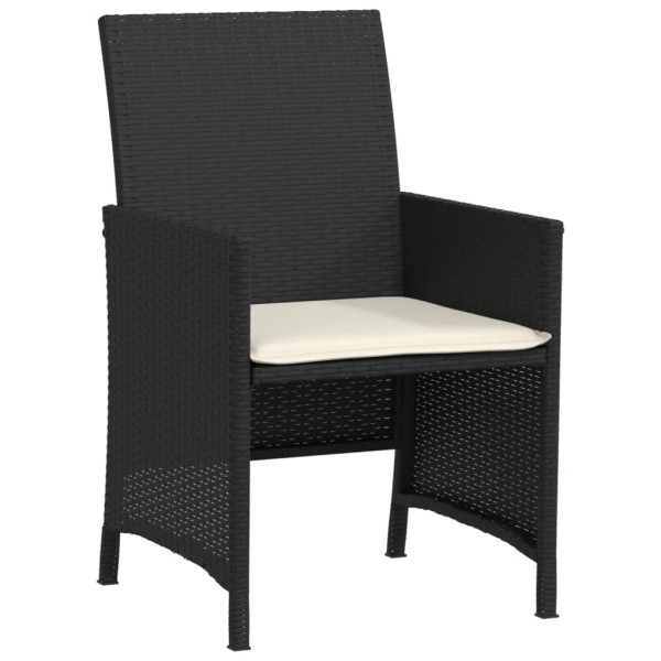 3 pcs conjunto de bistrô com almofadões vime PE preto M 5