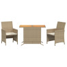 3 pcs conjunto bistrô com almofadões vime PE bege 2