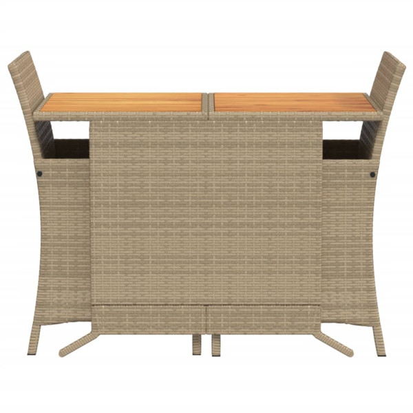 3 pcs conjunto bistrô com almofadões vime PE bege M 4