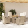 Set comedor de jardín 5 pzas con cojines ratán sintético beige 1