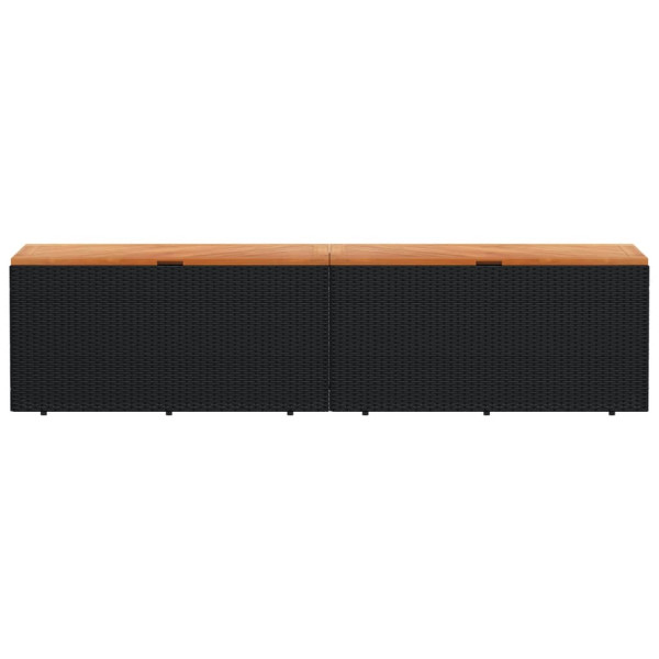 Caja de almacenaje jardín madera acacia ratán negro 220x50x54cm M 4