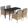 Set comedor de jardín 5 pzas con cojines ratán sintético beige 2