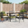 5 pcs conjunto de jantar p/ jardim c/ almofadões vime PE preto 1