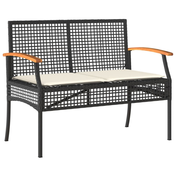 5 pcs conjunto de jantar p/ jardim c/ almofadões vime PE preto M 3