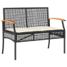 5 pcs conjunto de jantar p/ jardim c/ almofadões vime PE preto 3