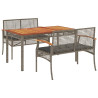 Set comedor de jardín 3 piezas con cojines ratán sintético gris 2