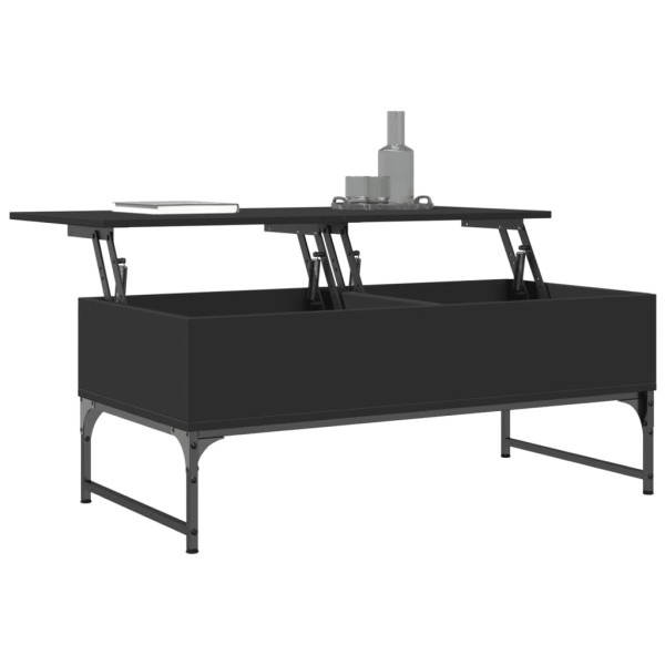 Mesa de centro de madera ingeniería y metal negro 100x50x40 cm M 4