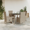 Set comedor de jardín 5 pzas con cojines ratán sintético beige 1