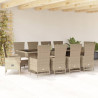 Set comedor de jardín 11 pzas con cojines ratán sintético beige 1
