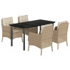 Set comedor de jardín 5 pzas con cojines ratán sintético beige 2