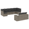 Set de muebles de jardín 9 pzas y cojines ratán sintético gris 2