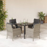 Set comedor de jardín 5 pzas cojines ratán sintético gris claro 1