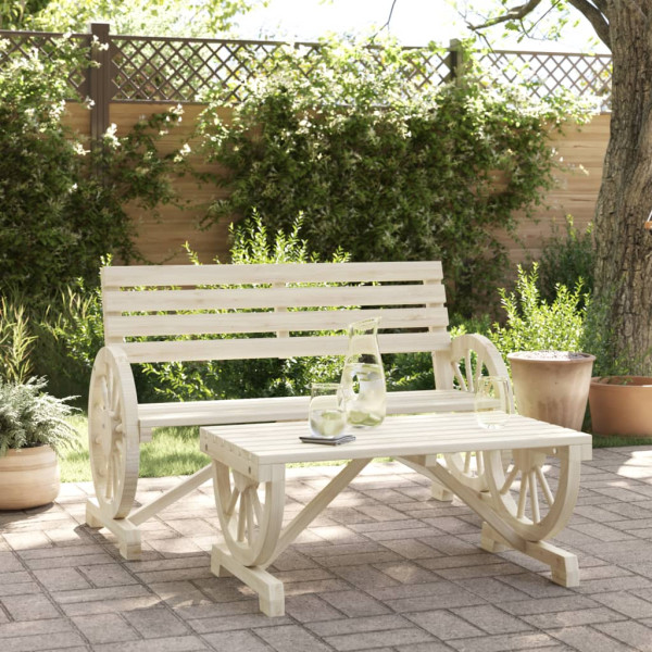 2 pcs conjunto lounge de jardim madeira de abeto maciça D