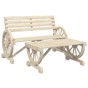 2 pcs conjunto lounge de jardim madeira de abeto maciça H