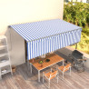 Toldo retrátil automático com estore 5x3 m azul e branco 1