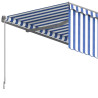 Toldo retráctil automático con persiana azul y blanco 5x3 m 5