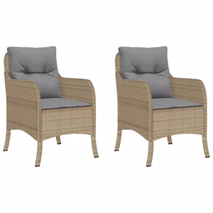 Sillones jardín con cojines 2 uds ratán sintético beige mezcla H