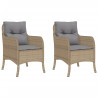 Sillones jardín con cojines 2 uds ratán sintético beige mezcla 2
