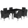 Set de comedor de jardín 7 pzas y cojines ratán sintético negro 2
