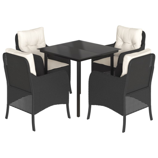 Set de muebles jardín 5 pzas con cojines ratán sintético negro M 2