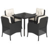 Set de muebles jardín 5 pzas con cojines ratán sintético negro 2