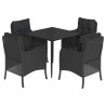 Set de muebles jardín 5 pzas con cojines ratán sintético negro 2