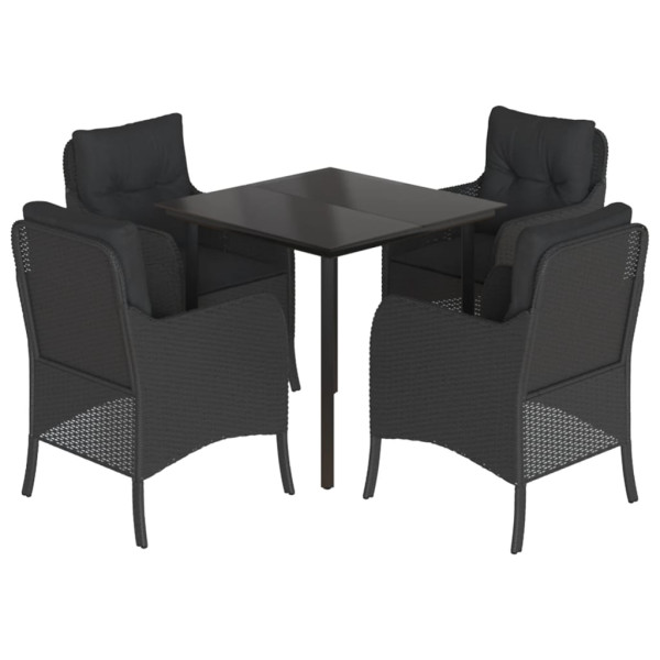 Set de muebles jardín 5 pzas con cojines ratán sintético negro M 2
