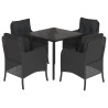Set de muebles jardín 5 pzas con cojines ratán sintético negro 2