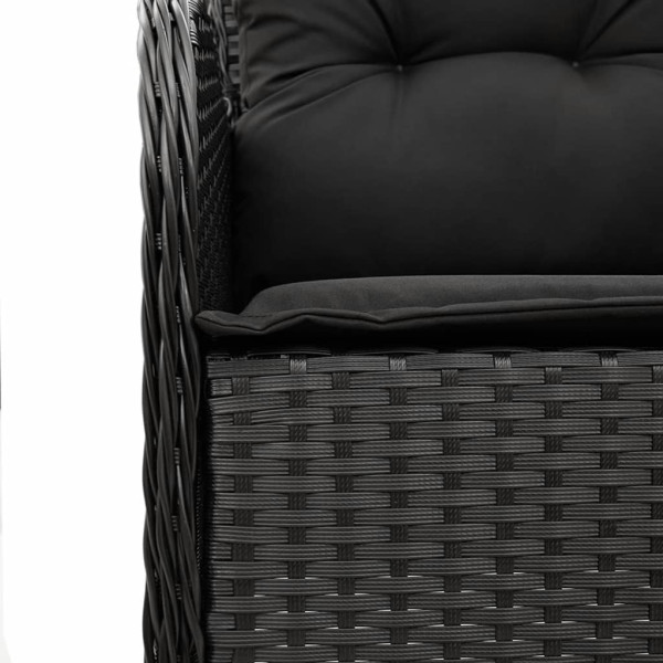 5 pcs conjunto de jantar p/ jardim c/ almofadões vime PE preto M 5