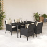 5 pcs conjunto de jantar p/ jardim c/ almofadões vime PE preto 1
