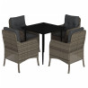 Set comedor de jardín 5 piezas con cojines ratán sintético gris 2
