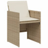 Cadeiras e mesa de jardim 3 peças ratão sintético almofada beige 4