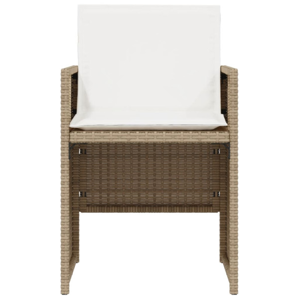 Cadeiras e mesa de jardim 3 peças ratão sintético almofada beige M 5