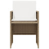 Cadeiras e mesa de jardim 3 peças ratão sintético almofada beige 5