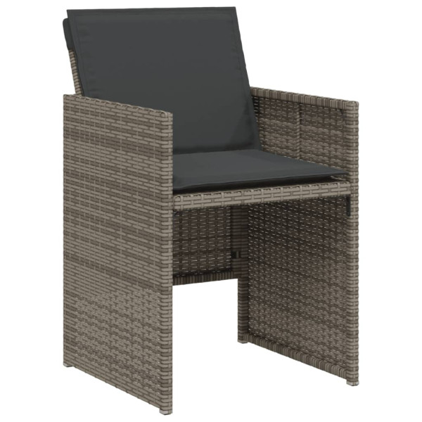 3 pcs conjunto bistrô com almofadões vime PE cinza M 4