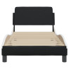 Estructura cama cabecero cuero sintético negro blanco 90x200 cm 4