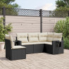Set de muebles de jardín 5 pzas y cojines ratán sintético negro 1