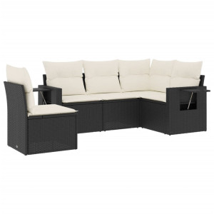 Set de muebles de jardín 5 pzas y cojines ratán sintético negro H