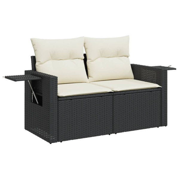 5 pcs conjunto sofás de jardim com almofadões vime PE preto M 3