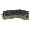 Set de muebles de jardín 6 pzas y cojines ratán sintético gris 2