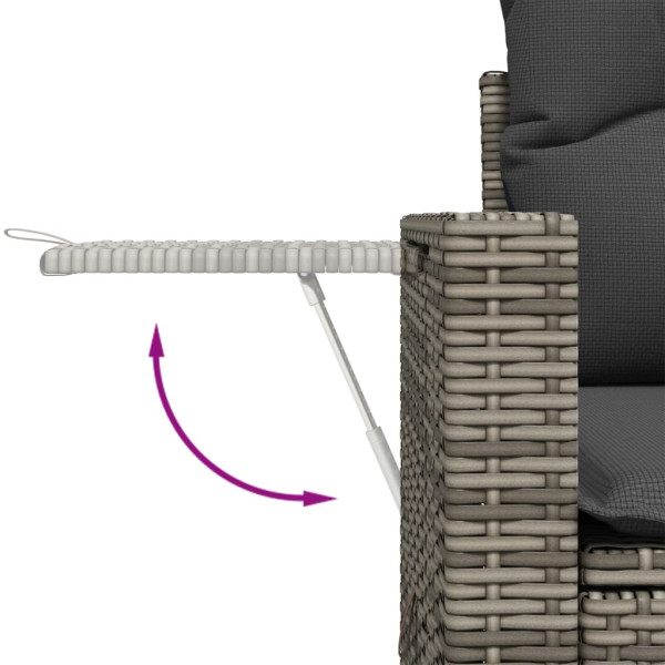 6 pcs conjunto sofás de jardim com almofadões vime cinzento M 3