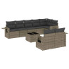9 pcs conjunto sofás p/ jardim com almofadões vime PE cinzento 2