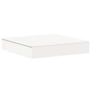 Arenero con tapa madera maciza de pino blanco 111x111x19.5 cm H
